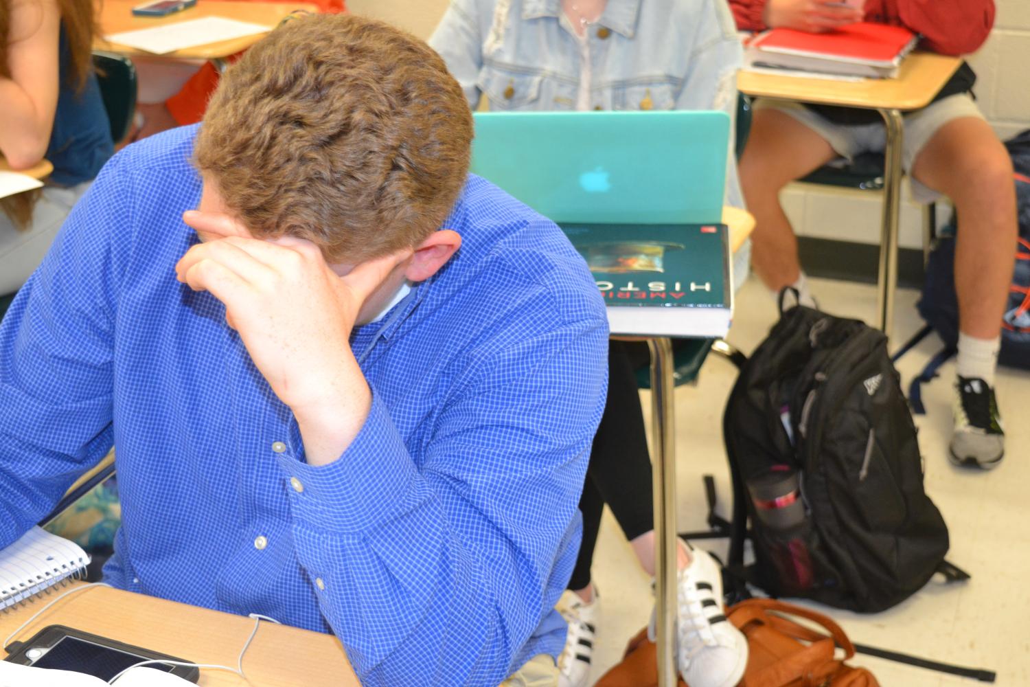 Junior Matthew Taylor stressed in AP US History.