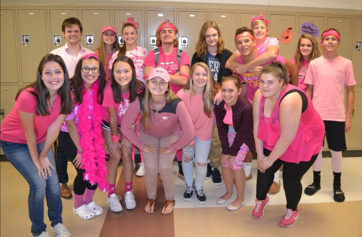 Students and faculty dress out in pink to show their support for Breast Cancer Awareness.  