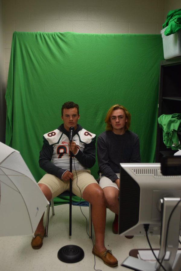 Recording the daily broadcast, junior Logan Morris and senior Nathan Pullen
have taken journalism for several years, a class that teaches 21st century skills. 