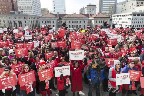 Marching in Richmond to spark conversation about the lack of funding in education and low teacher salaries, teachers from across the state attended the event
on Feb. 29. 