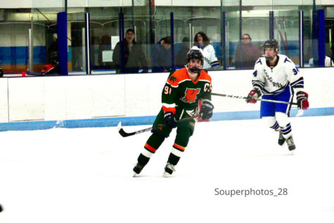 Captain Jake Green skating during a Kettle Run game against Tuscarora/Heritage on December 9, 2022. Photo Credit to Hockey Night in NoVa