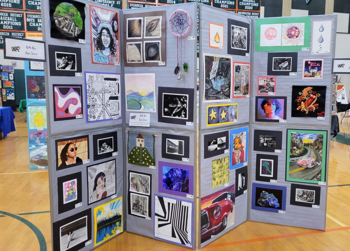 Several art pieces featured at the art show. 