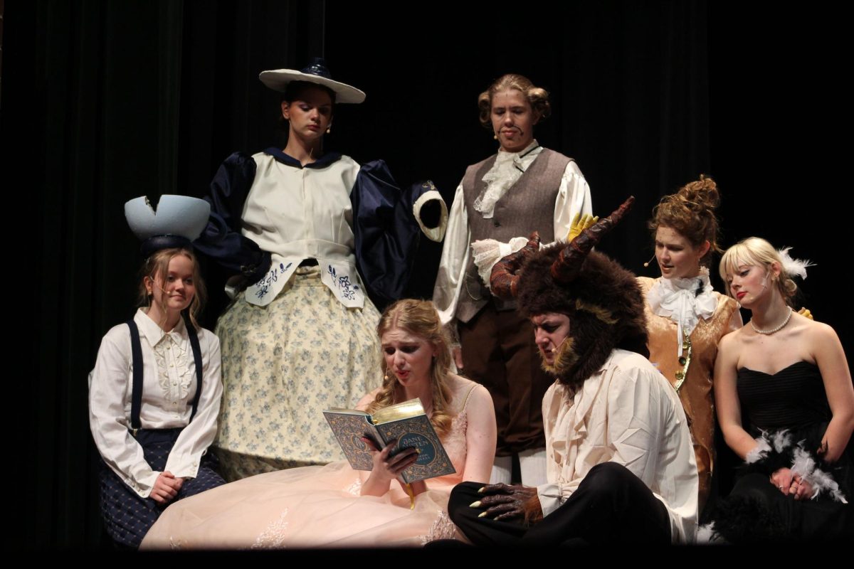 Samantha Low- Belle, David Hunter- Beast, Tessa Brown- Chip, Lizzy Pechie- Mrs. Pots, Talmage Busby- Cogsworth, Christina Sowers- Lumière, and Lula McCain- Babette