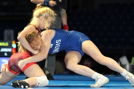 Girl's wresting stock image.